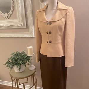 LE SUIT YELLOW & BROWN SKIRT SUIT